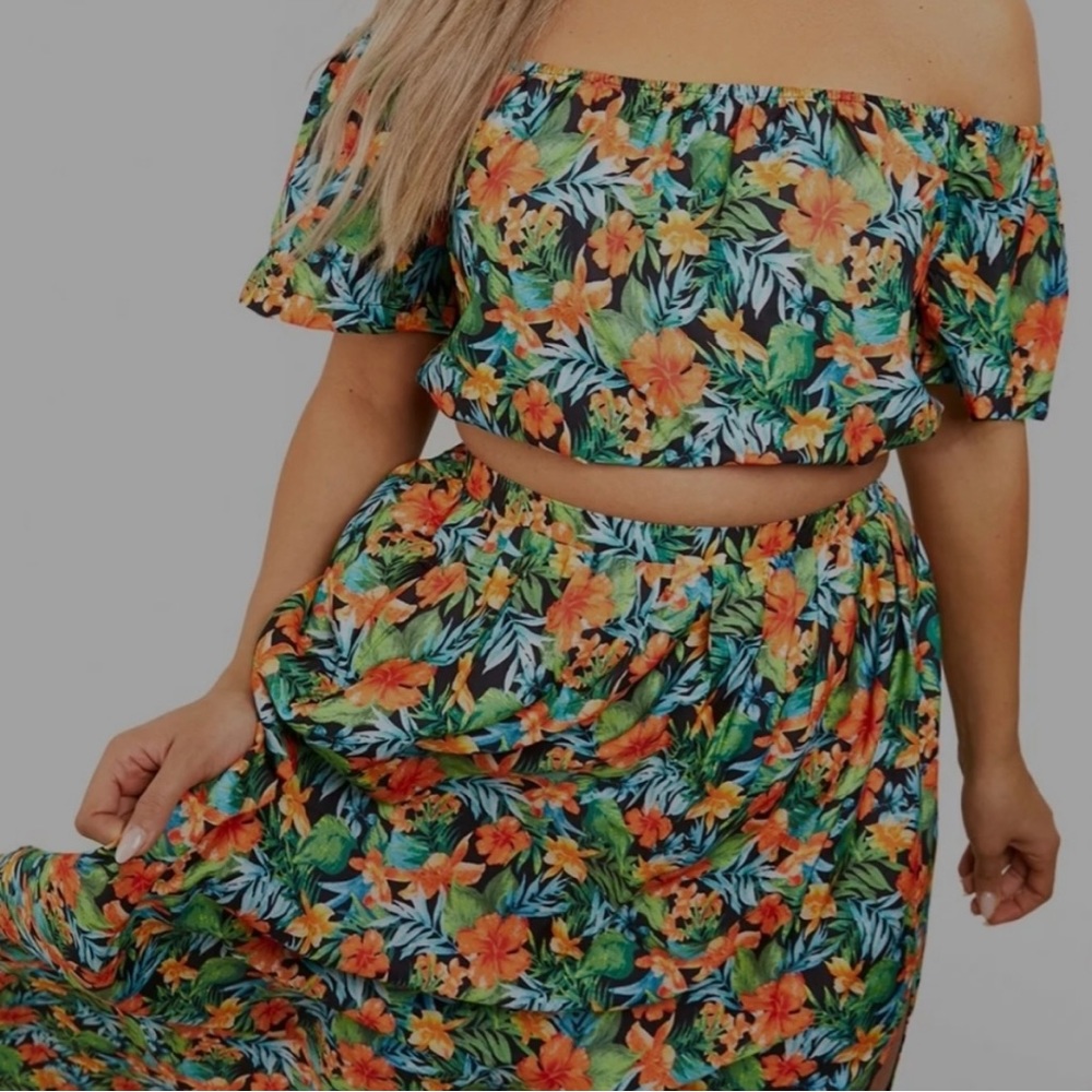 2 Piece Floral Skirt Set